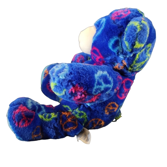 Build A Bear BABW Blue Teddy Bear Peace Sign 14" Stuffed Plush BABW - Picture 4 of 13